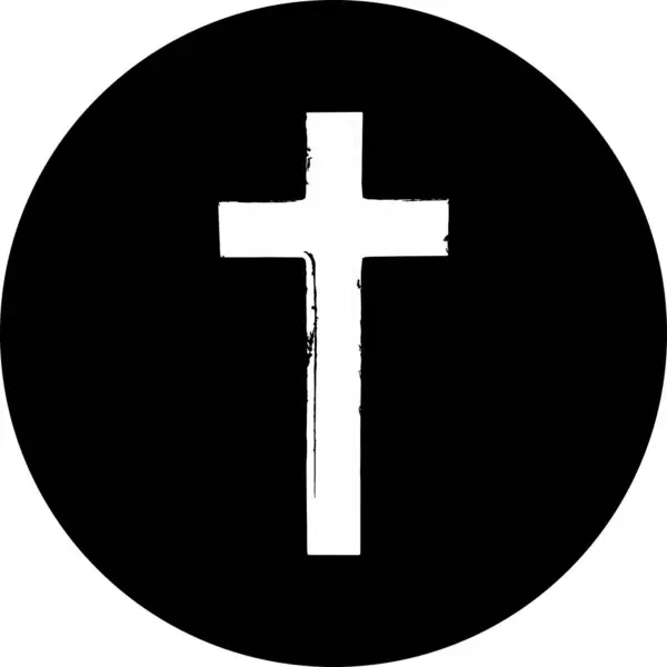 Cruz Branca Listrada Está Centro Círculo Preto — Fotografia de Stock