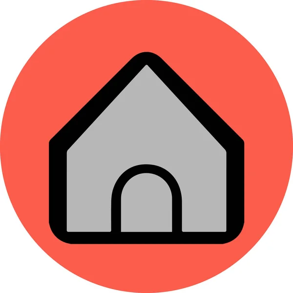 Das Graue Haussymbol Befindet Sich Der Mitte Eines Rötlich Rosafarbenen — Stockfoto