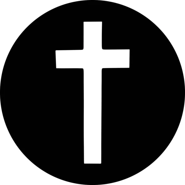 Das Weiße Kreuz Steht Der Mitte Eines Schwarzen Kreises Stockbild