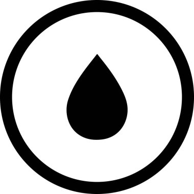 Siyah kenarlı beyaz bir dairenin ortasına siyah bir su damlası.