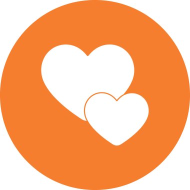 Turuncu dairenin ortasında iki beyaz kalp sembolü var.