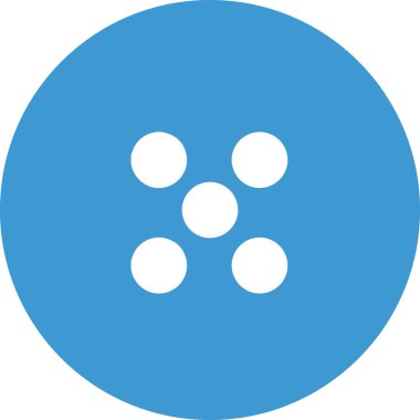 5 beyaz nokta mavi bir dairenin ortasında.