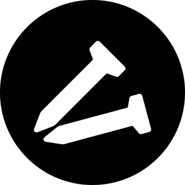 Siyah dairenin ortasında iki beyaz çivi.