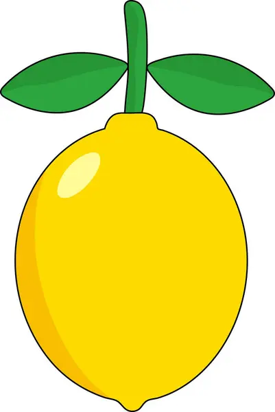 黄色柠檬有两片绿叶 — 图库照片