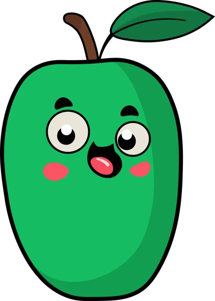 长绿色的苹果有长有嘴 绿叶的芽 — 图库照片