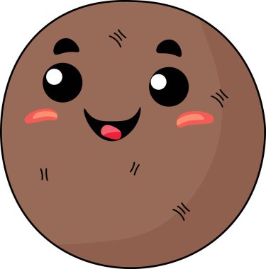 1 kahverengi şeftali ve gülen bir yüz