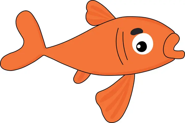 1条橙色卡通风格的鱼 — 图库照片