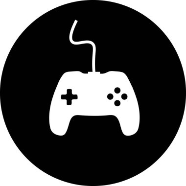 Beyaz joystick sembolü siyah dairenin merkezinde.