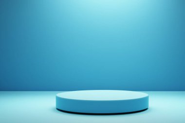 1 ürün platformu, boş mavi platform, 3 boyutlu ışık gölge ürün görüntüsü