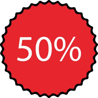 Siyah kenarlı kırmızı logo% 50 indirimli.