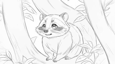 Renk çizgisi olan 1 rakun