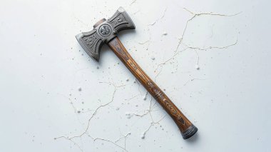 Uzun saplı balta, beyaz arka plan yeşili