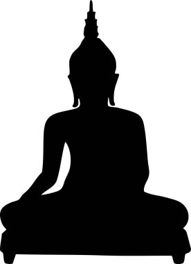 Oturan Buda heykeli siyah bir gölge deseninde