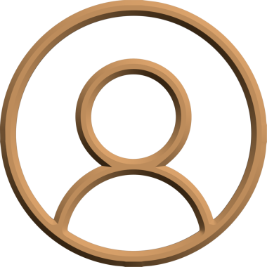 Kahverengi çemberdeki bir insanın 3 boyutlu simgesi