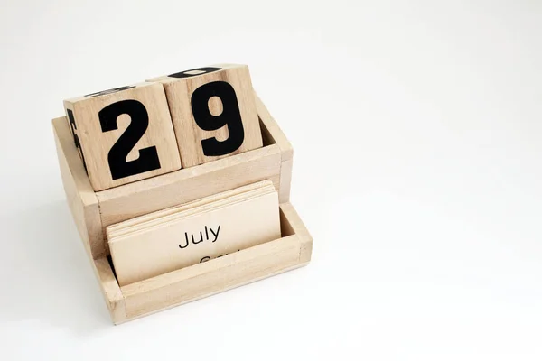 Calendário Perpétuo Madeira Mostrando Julho — Fotografia de Stock