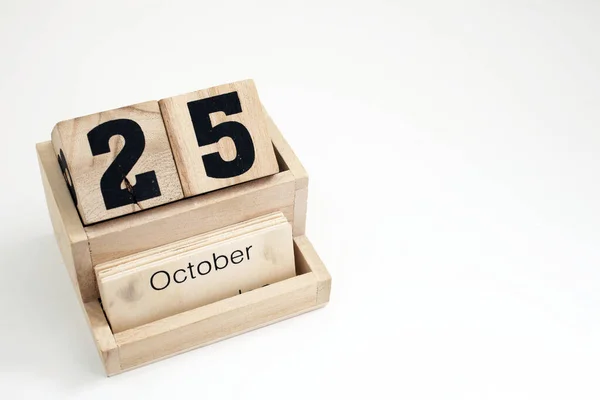 Dřevěný Věčný Kalendář Říjnem — Stock fotografie