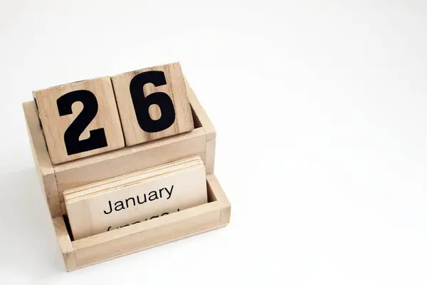 Wooden Perpetual Calendar Showing 26Th January — Stock Photo, Image