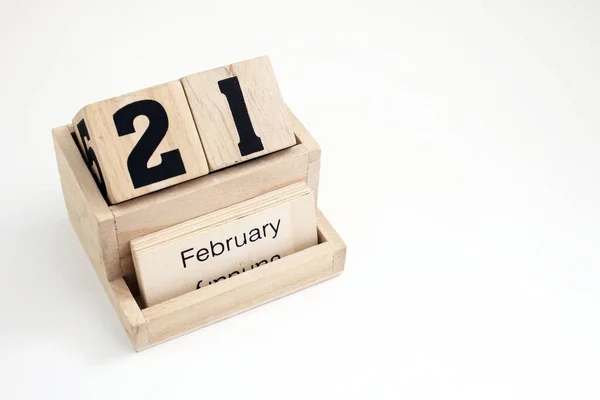 Calendario Perpetuo Madera Que Muestra Febrero —  Fotos de Stock
