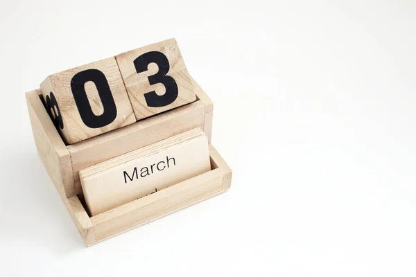 Calendário Perpétuo Madeira Mostrando Dia Março — Fotografia de Stock