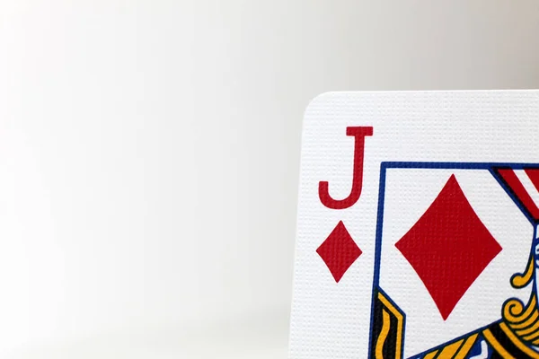 Макрофотография Игральной Карты Jack Diamonds Текстурой Карты Установленной Бледном Фоне — стоковое фото