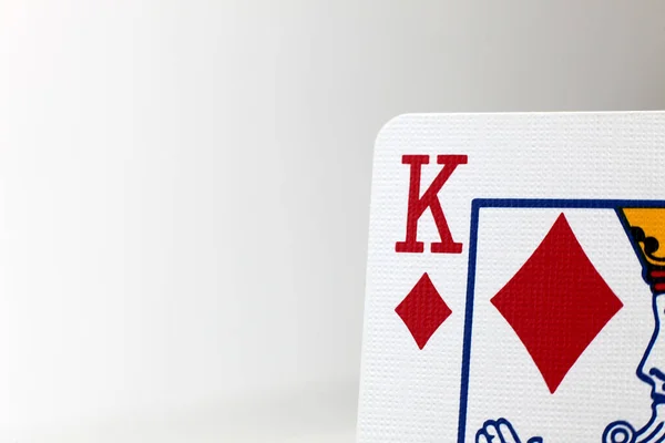 Макрофотография Игральной Карты King Diamonds Текстурой Карты Установленной Бледном Фоне — стоковое фото