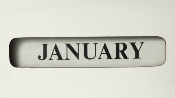 Calendar Retro Birou Este Văzut Derulând Înainte Din Ianuarie Până — Videoclip de stoc