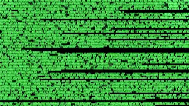 20世纪80年代受启发的绿色和黑色闪烁其词的复古风格计算机输出 在整个过程中都有随机的文字分页 — 图库视频影像