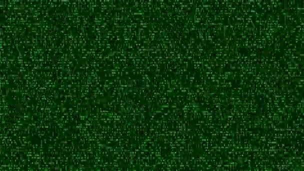 显示任意二进制信息的绿色和黑色的1980年代受到启发的计算机屏幕 就像计算机发生故障或接收数据一样 — 图库视频影像