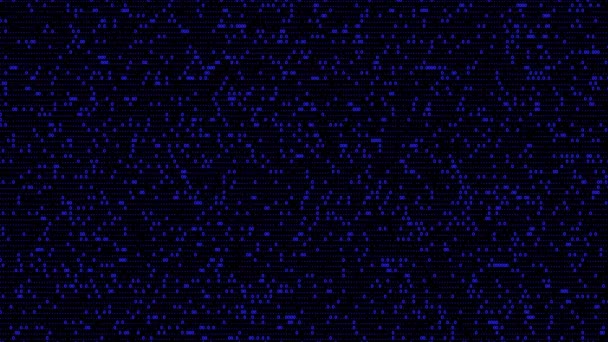 蓝黑相间的20世纪80年代受蓝黑相间的计算机显示屏 显示任意零点 就像计算机出故障或接收数据一样 — 图库视频影像