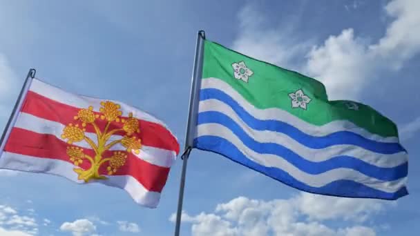 Flag Cumbria Blå Hvid Grøn Westmorland Rød Hvid Gul Set – Stock-video