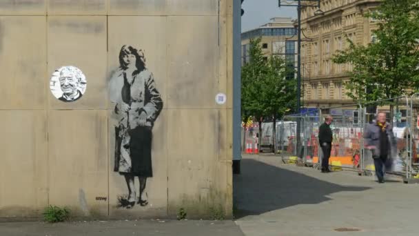 Bradford 2024 Zeitraffer Des Stadtzentrums Mit Wandbild Der Bradford Geborenen — Stockvideo