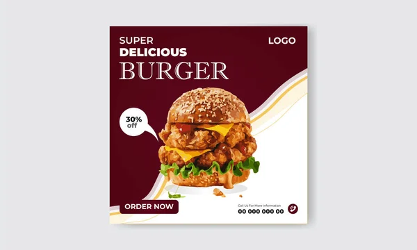 Social Media Food Design Restaurant Banner Post Template Voor Zakelijke — Stockvector