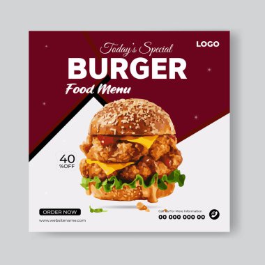 Sosyal medya gıda tasarımı restoran afişi iş tanıtımı şablonu