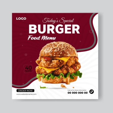 Sosyal medya gıda tasarımı restoran afişi iş tanıtımı şablonu