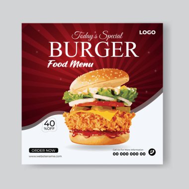 Sosyal medya gıda tasarımı restoran afişi iş tanıtımı şablonu