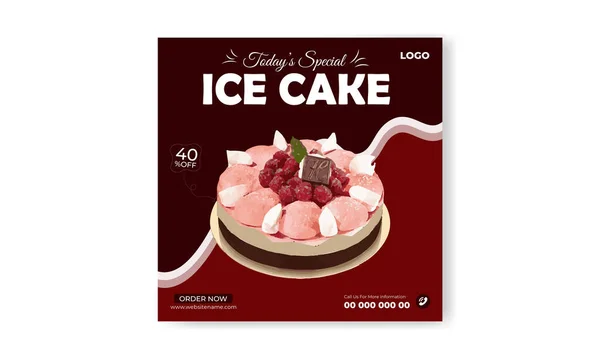 アイスクリームソーシャルメディアポストデザインテンプレート — ストックベクタ