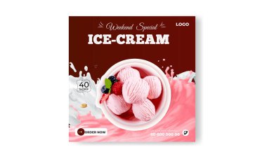 Dondurma sosyal medya dizayn şablonu
