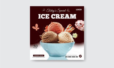 Dondurma sosyal medya dizayn şablonu