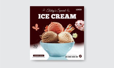 Dondurma sosyal medya dizayn şablonu