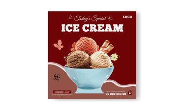 Dondurma sosyal medya dizayn şablonu
