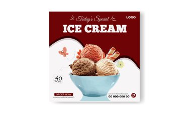 Dondurma sosyal medya dizayn şablonu