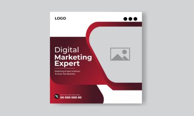 Serbest vektör dijital pazarlama ajansı ve kurumsal sosyal medya postası tasarım şablonu