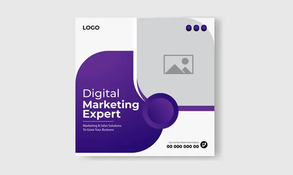 Serbest vektör dijital pazarlama ajansı ve kurumsal sosyal medya postası tasarım şablonu