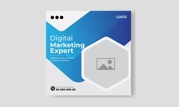 Serbest vektör dijital pazarlama ajansı ve kurumsal sosyal medya postası tasarım şablonu