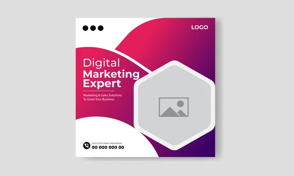 Serbest vektör dijital pazarlama ajansı ve kurumsal sosyal medya postası tasarım şablonu