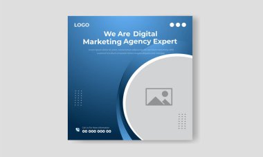 Serbest vektör dijital pazarlama ajansı ve kurumsal sosyal medya postası tasarım şablonu