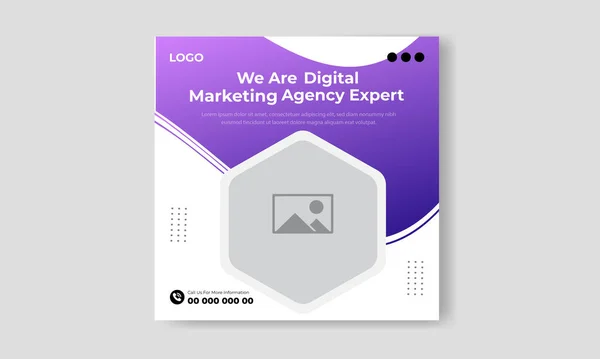 Serbest vektör dijital pazarlama ajansı ve kurumsal sosyal medya postası tasarım şablonu