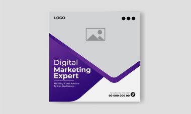 Serbest vektör dijital pazarlama ajansı ve kurumsal sosyal medya postası tasarım şablonu