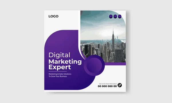 Serbest vektör dijital pazarlama ajansı ve kurumsal sosyal medya postası tasarım şablonu