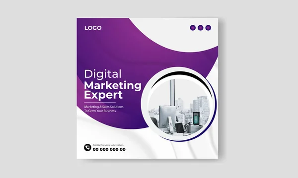 Serbest vektör dijital pazarlama ajansı ve kurumsal sosyal medya postası tasarım şablonu